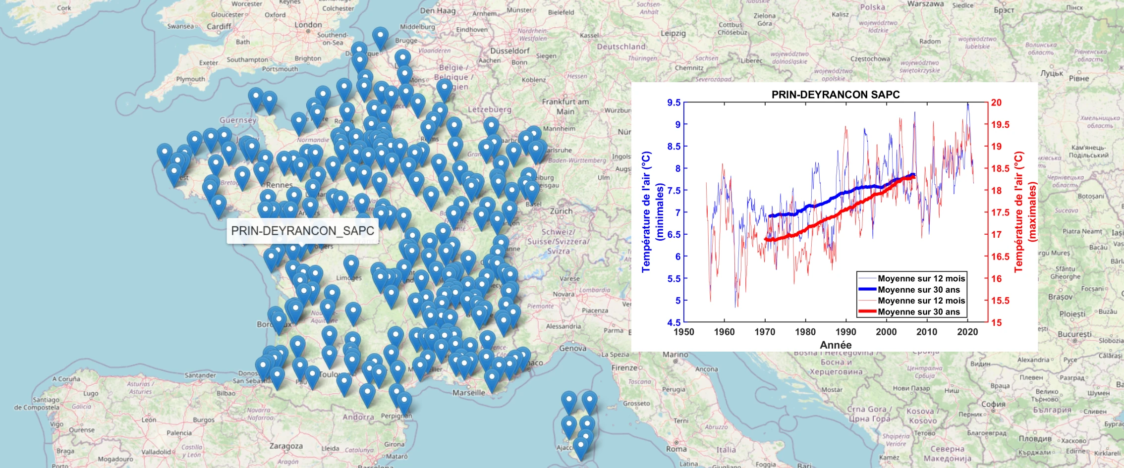 Température de l’air à 2 mètres (1950 à 2024)